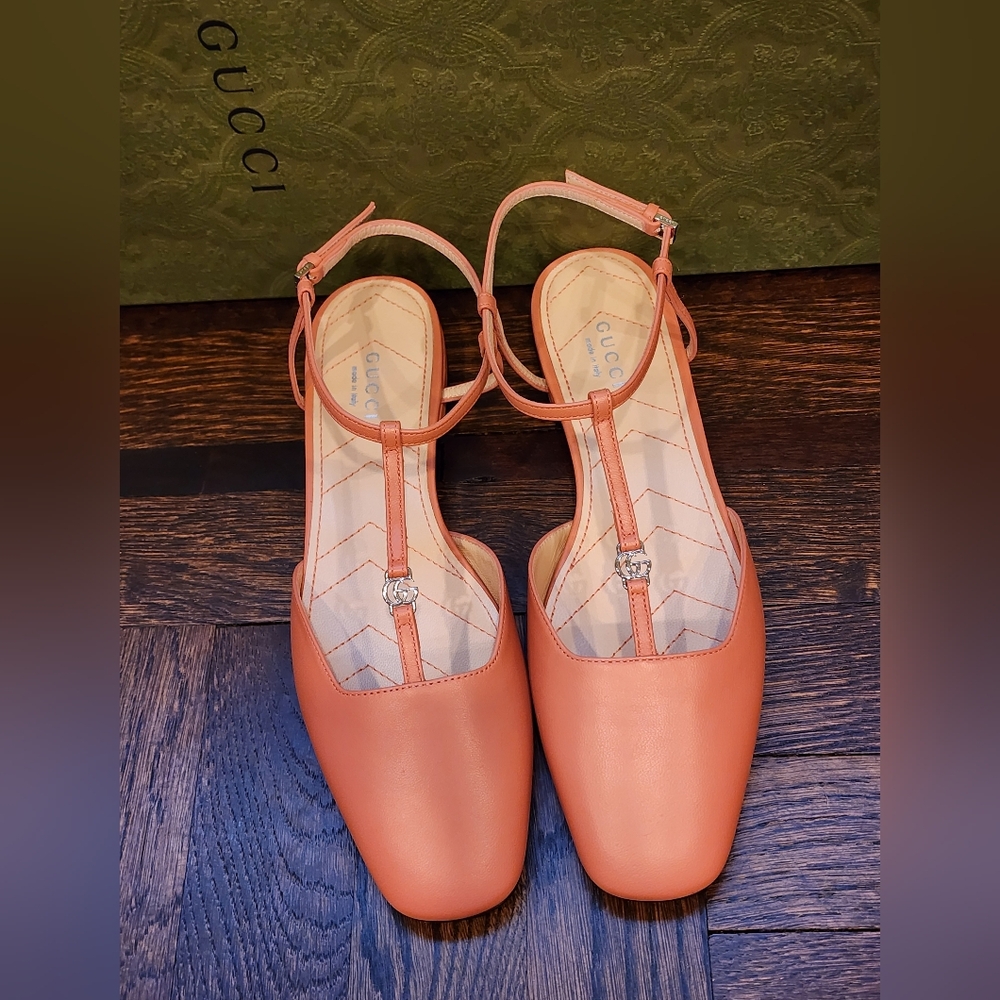 $750 Brand New Gucci Nappa Charlotte Leather Women's Sandals Sz EU 37 US 7 - Picture 2 of 8